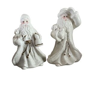 Festive White Santa Figurines Set of 2
